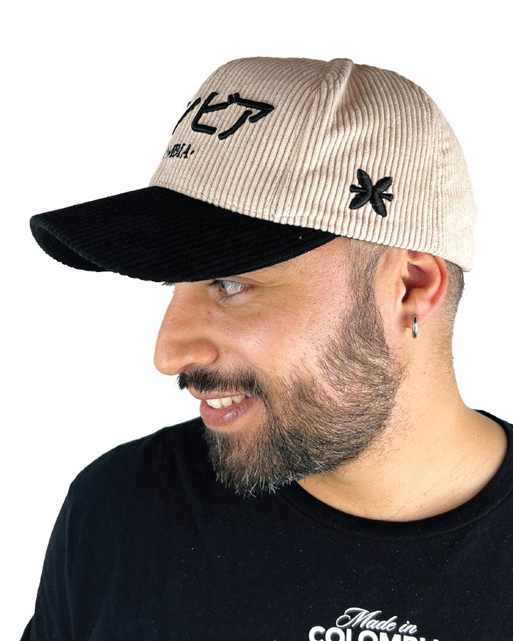 Colombia - Japanese Text | Corduroy Cap with Round Visor
