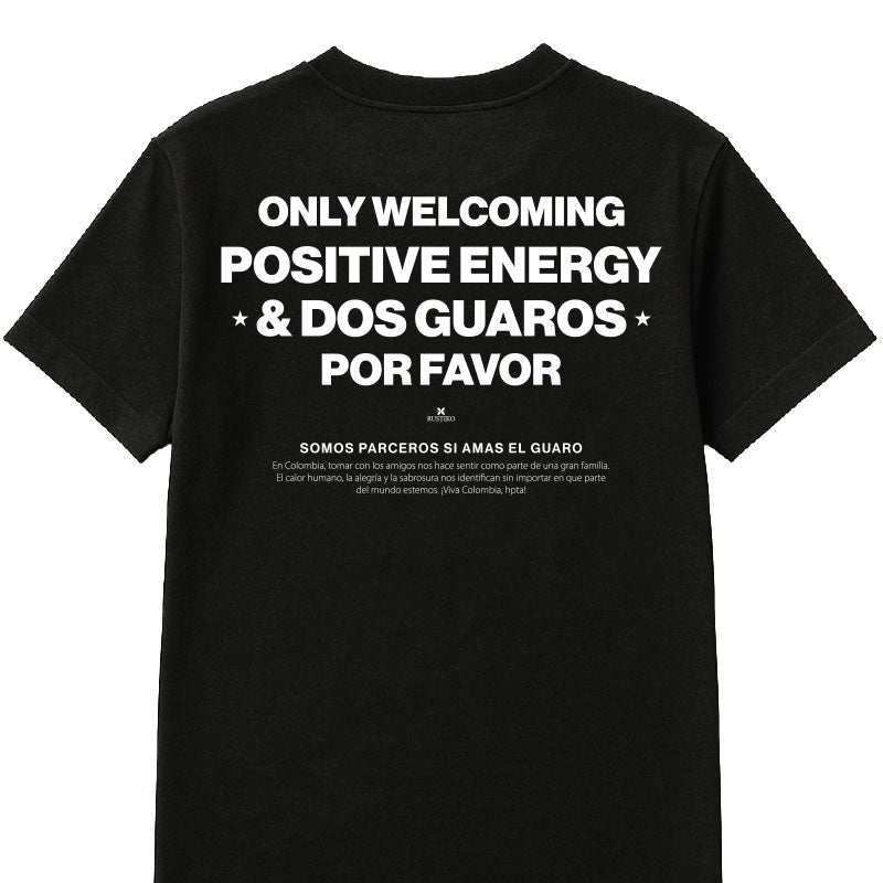 Camiseta negra Unisex "Solo Buenas Vibras" Algodón Peinado Premium - Rustiko