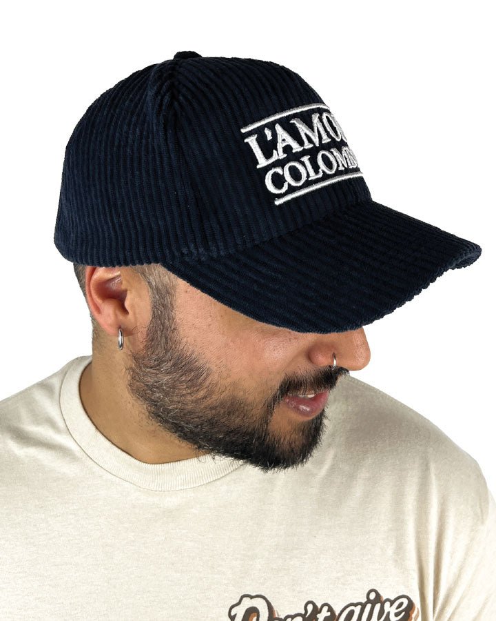 El amor Colombiano | Gorra azul de Pana con Visera Redonda - Rustiko