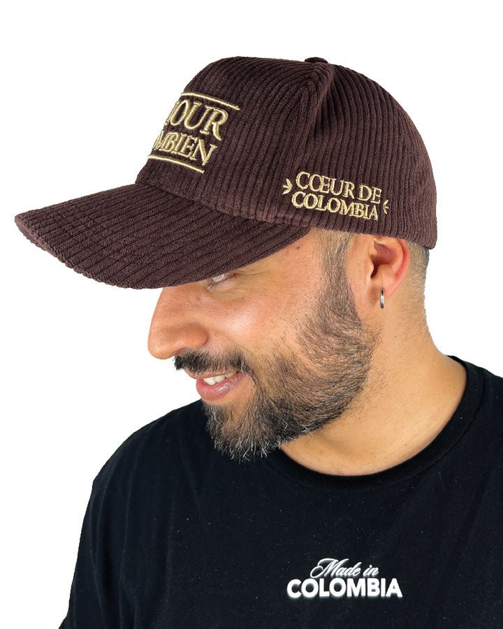El amor Colombiano | Gorra café de Pana con Visera Redonda - Rustiko