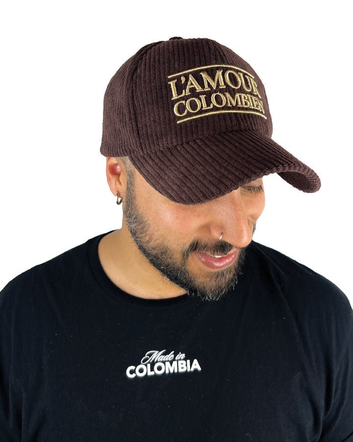 El amor Colombiano | Gorra café de Pana con Visera Redonda - Rustiko