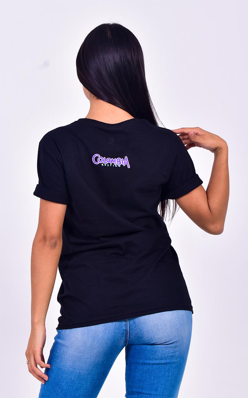 Colombia ilustrada | Camiseta Negra - Rustiko