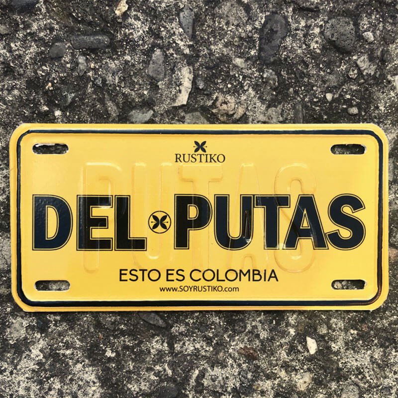 Placa de metal Del putas - Rustiko