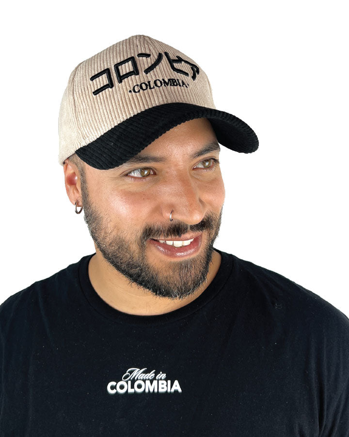 Colombia - Japanese Text | Corduroy Cap with Round Visor