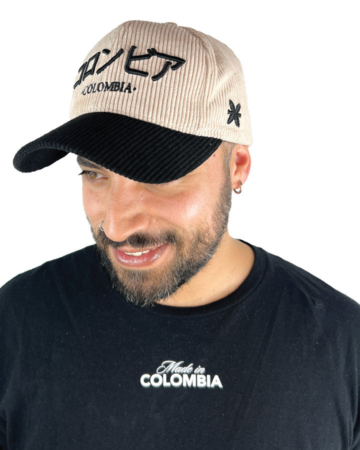 Colombia - Japanese Text | Corduroy Cap with Round Visor