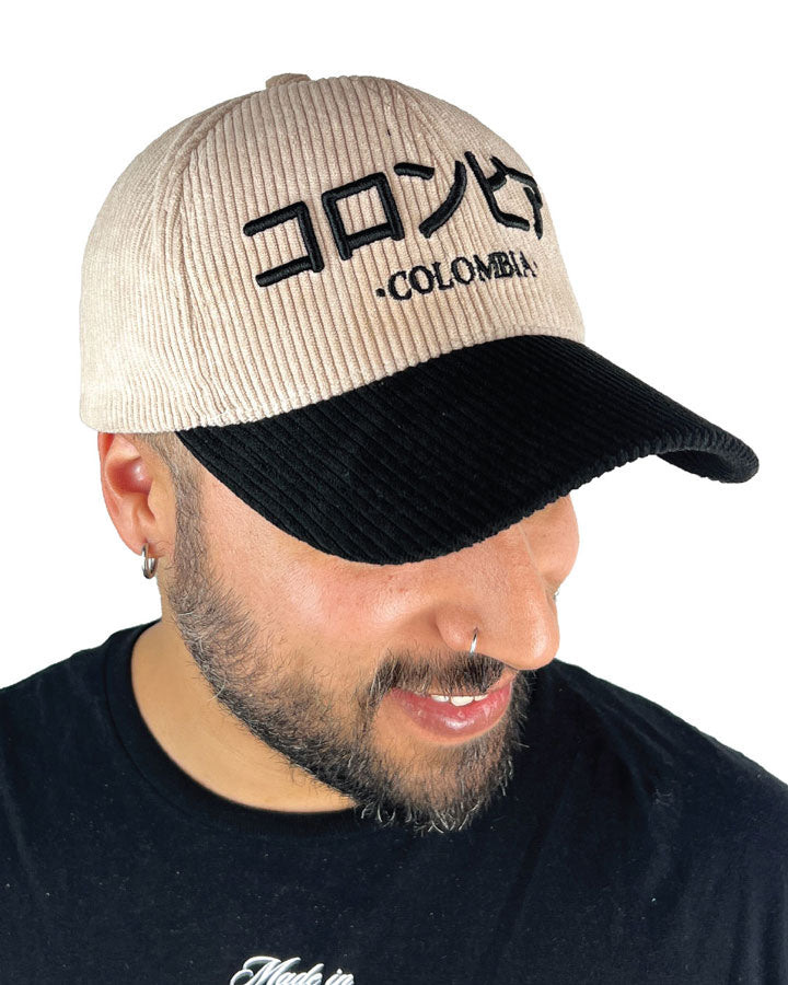 Colombia - Japanese Text | Corduroy Cap with Round Visor