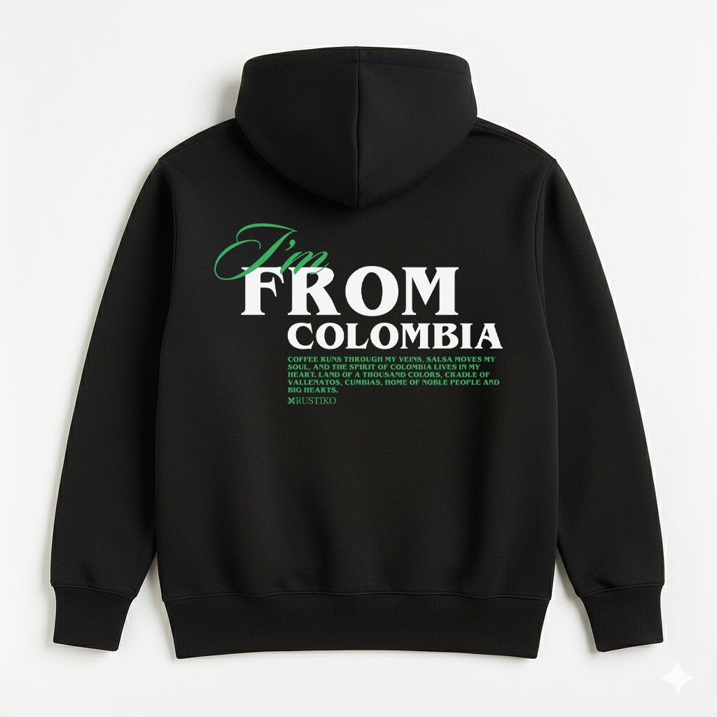Buzo I'm From Colombia | Hoodie Algodón perchado premium con capota - Rustiko