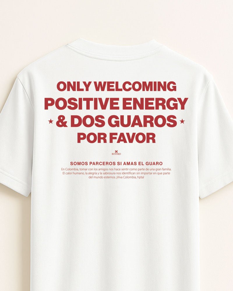 Camiseta blanca Unisex "Solo Buenas Vibras" Algodón Peinado Premium - Rustiko