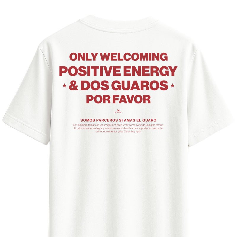 Camiseta blanca Unisex "Solo Buenas Vibras" Algodón Peinado Premium - Rustiko