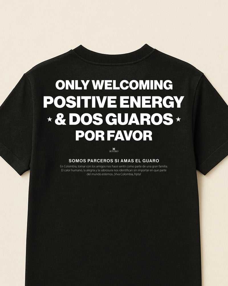 Camiseta negra Unisex "Solo Buenas Vibras" Algodón Peinado Premium - Rustiko