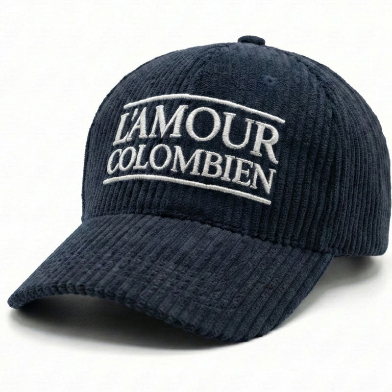 El amor Colombiano | Gorra azul de Pana con Visera Redonda - Rustiko