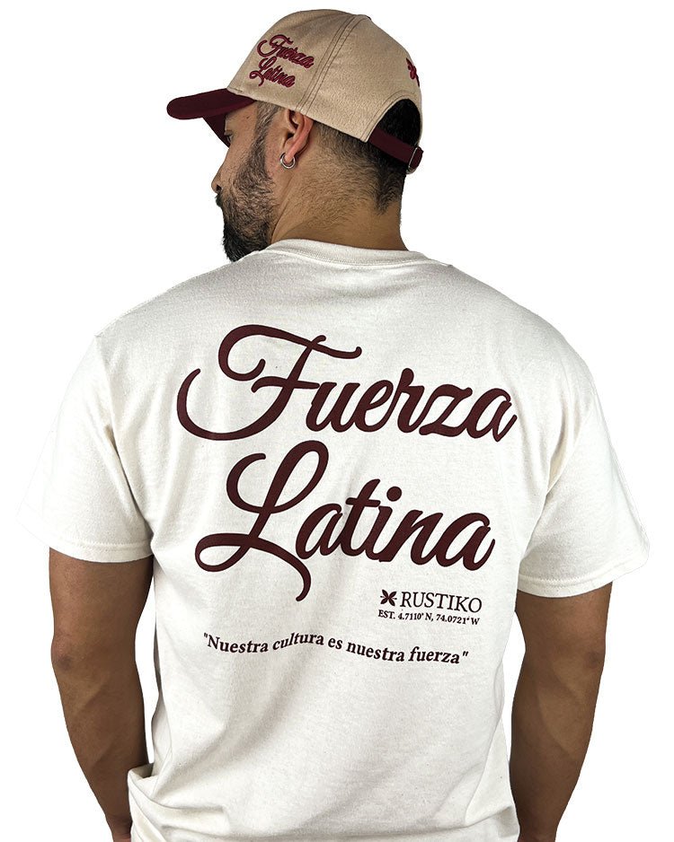 Fuerza latina | Camiseta blanca Algodón Peinado Premium Unisex - Rustiko