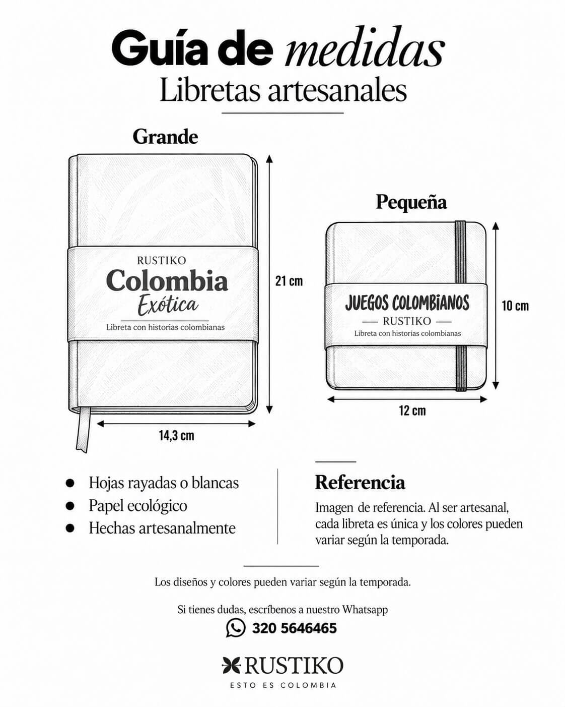 Libreta Artesanal “Más Colombiano qué” | Hojas Blancas o Rayadas | Papel Ecológico - Rustiko