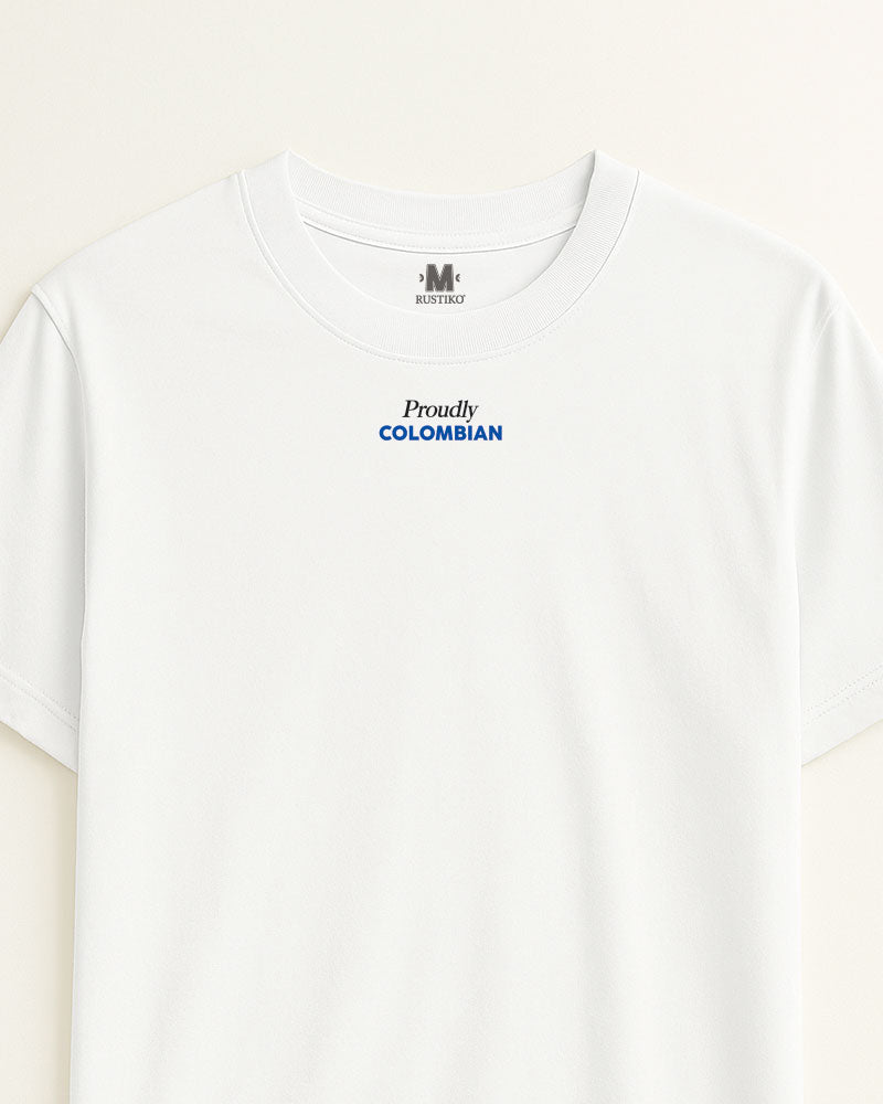 Orgullosamente colombiano | Camiseta Unisex Algodón Peinado Premium - Rustiko