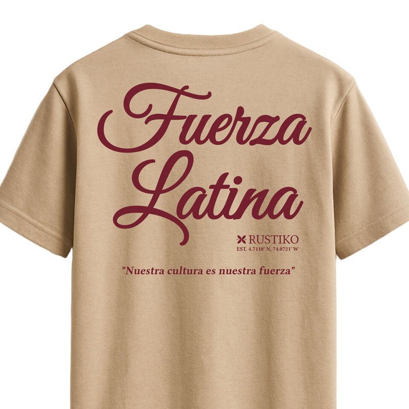 PREVENTA Fuerza latina | Camiseta blanca Algodón Peinado Premium Unisex - Rustiko