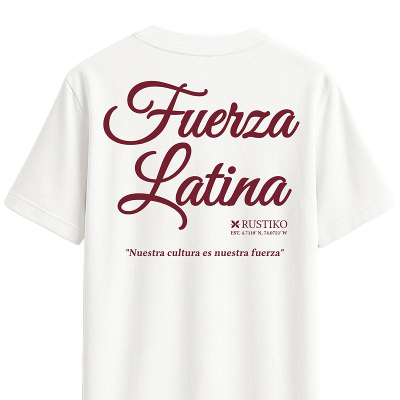 PREVENTA Fuerza latina | Camiseta blanca Algodón Peinado Premium Unisex - Rustiko